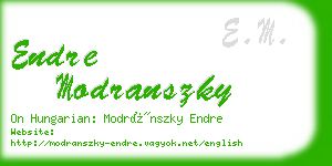 endre modranszky business card